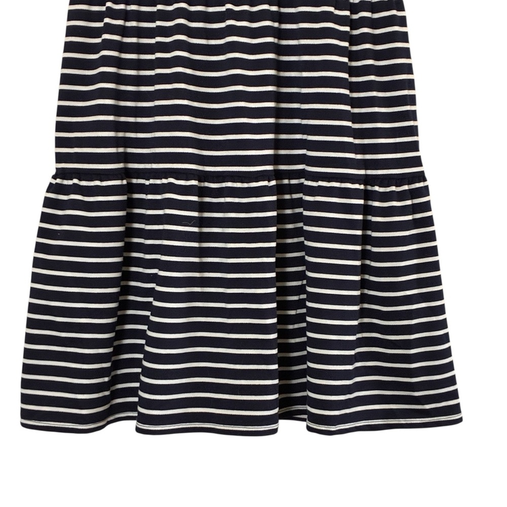 Nautica Jeans | Navy and white striped cotton collared v-neck tiered midi dress - Picture 13 of 14